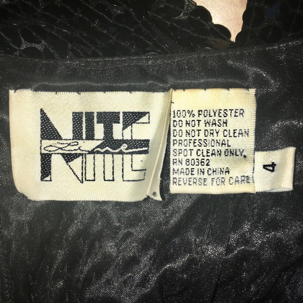 *SOLD* Vintage 80s Long Sleeve Sequin Little Black Dress - Picture 11 of 11